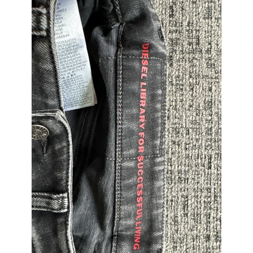 Diesel Library Mens Slim Fit Faded Black Grey Denim Jeans W31 L32 Stretch